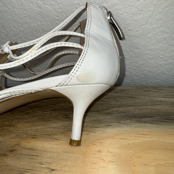 Enzo Angiolini White Leather Strappy Sandals Kitten Heel Zip Gladiator Size 7 - Picture 16 of 16